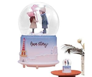 Boîte à Musique en Forme de Ballon à Neige : Globe de Neige Festif, lumières Nocturnes, Boule Transparente | Boîte à Musique Light Up Couple, boîte à Musique de Saint-Valentin, Cadeau