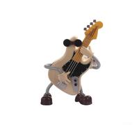 Boîte à musique en forme de poupée de guitare avec mouvement oscillant automatique, boîte à musique de dessin animé pour décoration d'intérieur, joue des mélodies, 16,5 x 11 x 6 cm en plastique blanc