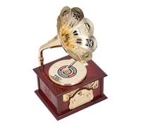 Boîte à Musique Gramophone, Boîte à Musique phonographe Vintage à mécanisme d’horlogerie, Ornement décoratif rétro à remontage Manuel avec Corne Fleurie pour la décoration du (Gramophone Marron)