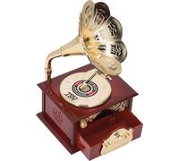 Boîte à musique Gramophone Exquisite Clockwork Mechanical Retro Music Box Figurines for Home Table Desk Decorations Brown Gramophone