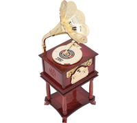 Boîte à musique Gramophone Exquisite Clockwork Mechanical Retro Music Box Figurines for Home Table Desk Decorations Brown Gramophone with Base