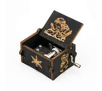 Boîte à musique La Reine des Neiges en bois sculpté avec manivelle - Cadeau musical - Jouez à la main - Noir