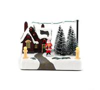 Boîte à musique lumineuse de Noël, décoration de scène enneigée, avec mélodie agréable, alimentée par câble USB ou 3 piles AA, à exposer sur une table, une cheminée ou une étagère, 17 × 12 × 10 cm