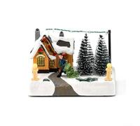 Boîte à musique lumineuse de Noël, décoration de scène enneigée, avec mélodie agréable, alimentée par câble USB ou 3 piles AA, à exposer sur une table, une cheminée ou une étagère, 17 × 12 × 10 cm