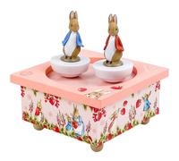 TROUSSELIER - Pierre Lapin Peter Rabbit Fraises - Boîte à Musique Bébé Dancing en Bois - 2 Figurines Amovibles - Cadeau Naissance et Bapteme - Musique La Flûte Enchantée Mozart