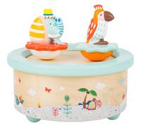 small foot Boîte à musique "perroquet et éléphant", en bois, design moderne pastel, avec mélodie pour s'endormir en douceur, 11108
