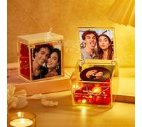 Boite a Musique Personnalisé, Boite Musicale Personnalisable avec Lumiere, Texte Photo Personnalisé avec Chanson Spotify, Cadeau Personnalisé pour Saint Valentin, Anniversaire, Anniversaire de Mariage