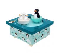 Trousselier - Boîte à musique Pingouin et ses bébés - 2 figurines amovibles - La Vie en Rose - Vert