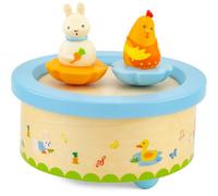 Boite à musique poule et lapin beige TU