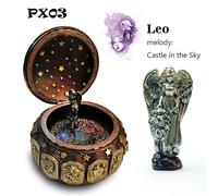 Boîte À Musique Rétro 12 Signes Du Zodiaque En Bronze,Boîtes À Musique 12 Constellations,Soleil,Dieu,Cadeau Pour Filles,Fête De Léon,Cadeaux D'anniversaire - Type Leo Px03