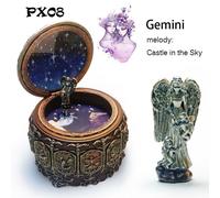 Boîte À Musique Rétro 12 Signes Du Zodiaque En Bronze,Boîtes À Musique 12 Constellations,Soleil,Dieu,Cadeau Pour Filles,Fête De Léon,Cadeaux D'anniversaire - Type Gemini Px08