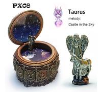 Boîte À Musique Rétro 12 Signes Du Zodiaque En Bronze,Boîtes À Musique 12 Constellations,Soleil,Dieu,Cadeau Pour Filles,Fête De Léon,Cadeaux D'anniversaire - Type Taurus Px08