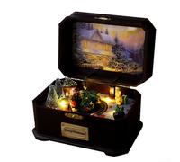 Boîte à musique rotative avec alimentation USB et éclairage lumineux pour décoration de vacances et ambiance festive (le train)