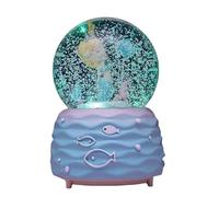 Boîte à musique sirène avec effet boule à neige, boîte à musique lumineuse en résine avec princesse sous-marine rotative et lueur changeante, décoration sur le thème de l'océan pour chambre de fille