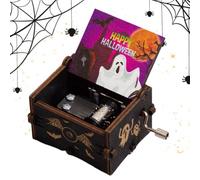 Boîte À Musique Sur Le Thème D'Halloween - Boîte À Musique Classique En Boi | Design gravé inspiré d'Halloween, accent musical mécanique pour les , les fêtes de vacances, la maison, la table de burea