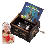 Boîte À Musique Sur Le Thème D'Halloween - Boîte À Musique Classique En Boi | Design gravé inspiré d'Halloween, accent musical mécanique pour les , les fêtes de vacances, la maison, la table de burea