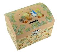 Boîte à Musique/Tirelire Musicale en Bois recouvert de Papier décoré avec Pierre Lapin Dansant, mécanisme Musical à Ressort de 18 Notes et Cadenas - La Belle au Bois Dormant (P. I. Tchaïkovski)