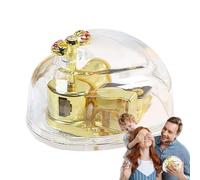 Boîte à musique transparente plantée d'or,boîte à musique en acrylique transparent | Boîte à en acrylique en forme de cœur, boîte à à remonter - Figurines musicales de décoration d'int