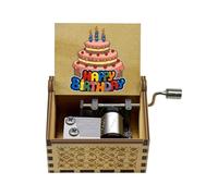 Boîte À Musique Vintage Gravée - Mélodie À Manivelle De Style Antique, Boîte À Chansons Décorative En Bois, Air D'anniversaire Classique | Petit Cadeau Musical Portable, Design Artistique Sculpté Pour