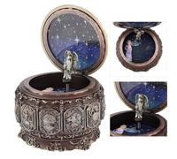 Boîte à Musique Vintage SURENHAP - Déesse Scintillante Lumière LED - Château dans le Ciel - Blanc - 10x12cm