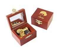 Boîte à musique Youtang Amélie en bois sculpté à manivelle avec mécanisme doré musical, cadeau avec miroir