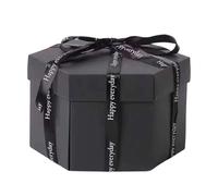 Boîte à noire - noire - Boîte cadeau d'anniversaire explosive - multicouche avec compartiments cachés - Boîte à créative pour anniversaire