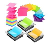 Boîte à notes de 3 paquets avec feuilles autocollantes de 8 | Paquet de 3 boîtes distributrices de notes autocollantes avec 24 mémos 7, 5x7, 5 cm multicolores, pour les bureaux,