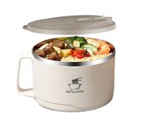 Boîte à nouilles en acier inoxydable - Bol à nouilles ramen instantané en acier inoxydable | Bol à céréales de 1100 ml avec couvercle anti-poussière et poignées pour soupe Udon, Miso, Thai, Pho -