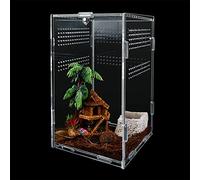 Boîte à Nourrir en pour Reptiles 12cm x 12cm x 20cm Transparent Boîte d'alimentation D'insectes, Reptile Breeding Box for Spiderlings,Grenouille cornue,Beetles,Pet Snakes and Other Reptiles
