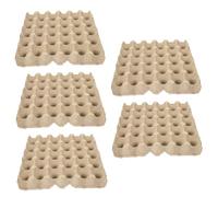 Boite A Oeufs Carton 5 Pièces en Pâte de Papier Beige | Plateau à Œufs de Poule, Empilable et Réutilisable, Protège les Œufs, Format Compact 30 Cases