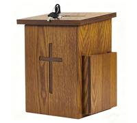 Boîte à offrandes en bois avec serrure et 2 clés Boîte à dons à monter au mur ou à poser sur table avec poche latérale Boîte de collecte verrouillable pour prières, commentaires et dîmes