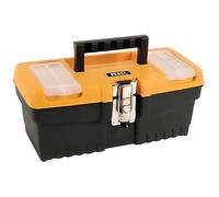 Perel Tools Boîte à outils 6,8 L – bac amovible, 2 organiseurs, fermeture métallique – noir/orange