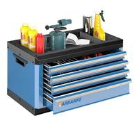 Boîte à outils à 4 tiroirs avec serrure et clés, boîte à outils portable avec comptoir multifonctionnel, avec doublure de tiroir et trous de connexion, empilable avec des commodes à outils à 5 et 7