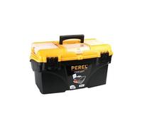 Perel Boîte à outils, polypropylène, avec système cantilever, 1 organiseur dans le couvercle et 2 plateaux porte-outils dans le couvercle, poignée rabattable et prises latérales, fermetures en