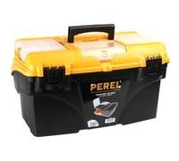 Perel Boîte à outils, polypropylène, avec système cantilever, 1 organiseur dans le couvercle et 2 plateaux porte-outils dans le couvercle, poignée rabattable et prises latérales, fermetures en