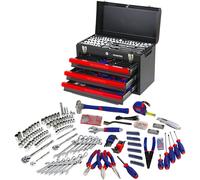 Boîte à Outils Complete pour Mécanique 408 Pièces WORKPRO, Caisse à Outils avec Boîte Métallique Résistante à 3 Tiroirs pour Réparation Dommestique ou de Travail