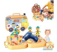 Boîte à outils de jeu Magic Montessori, jouet de puzzle en mosaïque créatif, ours avec perceuse, pour enfants 3 à 15 ans - D