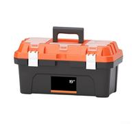 Boîte à outils double couche avec support renforcé à 19 nervures et bacs de rangement pratiques pour un rangement organisé des outils et accessoires dans les travaux de réparation (48,3 cm)