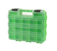 Boîte à outils double face en plastique avec séparateurs amovibles pour un rangement organisé de petites pièces telles que des écrous, boulons, vis et clous