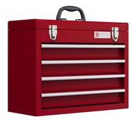 Boite à outils - DURHAND - 4 tiroirs - poignée de transport - 2 loquets - structure en tôle d'acier - 51 x 22 x 39 5 cm - rouge