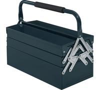Boîte à outils DURHAND Boîte à outils 5 compartiments rabattable Acier (SPCC) Vert foncé 45 x 22,5 x 34,5 cm