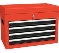 Boîte à outils DURHAND, boîte à outils, boîte à outils sans outils, caisse à outils avec 4 tiroirs, serrure, acier, rouge, 45 x 24,5 x 32,5 cm