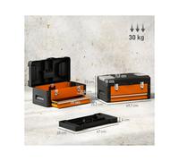 Boîte à outils en acier orange 497x253x23cm avec tiroir et compartiment supérieur poignée coffre robuste pour rangement