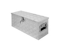 Boîte à outils en aluminium plaque de damier, avec couvercle, 73x24x32 cm 52L argent, verrouillable, coffre de transport valise de rangement robuste