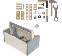 Boite à outils en bois pour enfant - ROBA - 22 pièces - Naturel, gris et blanc