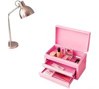 Boîte à outils en métal à 3 couches avec poignée, boîte à outils compacte en acier pour la maison, le bureau, l'atelier, les fournitures de bricolage, mallette de bureau peu encombrante (rose)