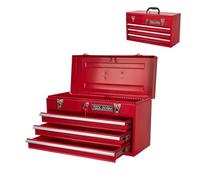 Boîte à outils en métal avec 3 tiroirs | Boîte à outils portable noire et revêtue par pulvérisation | Boîte à outils avec guide de roulement à billes et verrouillage automatique | Pour garage, maison