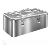 Boîte à outils en métal robuste, portable avec poignée de transport et loquets de verrouillage, idéale pour l'organisation du garage et de l'atelier