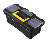 Boîte à outils en plastique à deux couches de 25,4 cm avec loquets sécurisés, poignée renforcée et charnières métalliques pour le rangement des outils - Noir (sans couche intérieure)