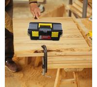 Boîte à outils en plastique à deux couches de 25,4 cm avec loquets sécurisés, poignée renforcée et charnières métalliques pour un rangement polyvalent d'outils dans l'atelier ou la ferme (pas de